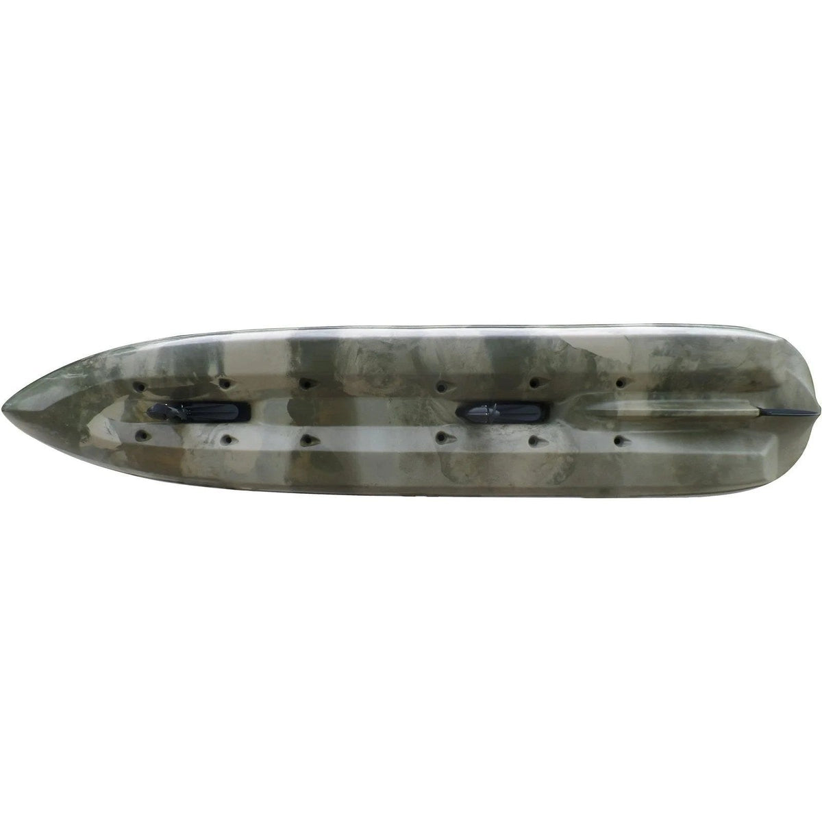 Casavibeo BKC PK14 14′ tandem sit-on-top kayak with pedal drive, shown on water with paddles and seating area visible.