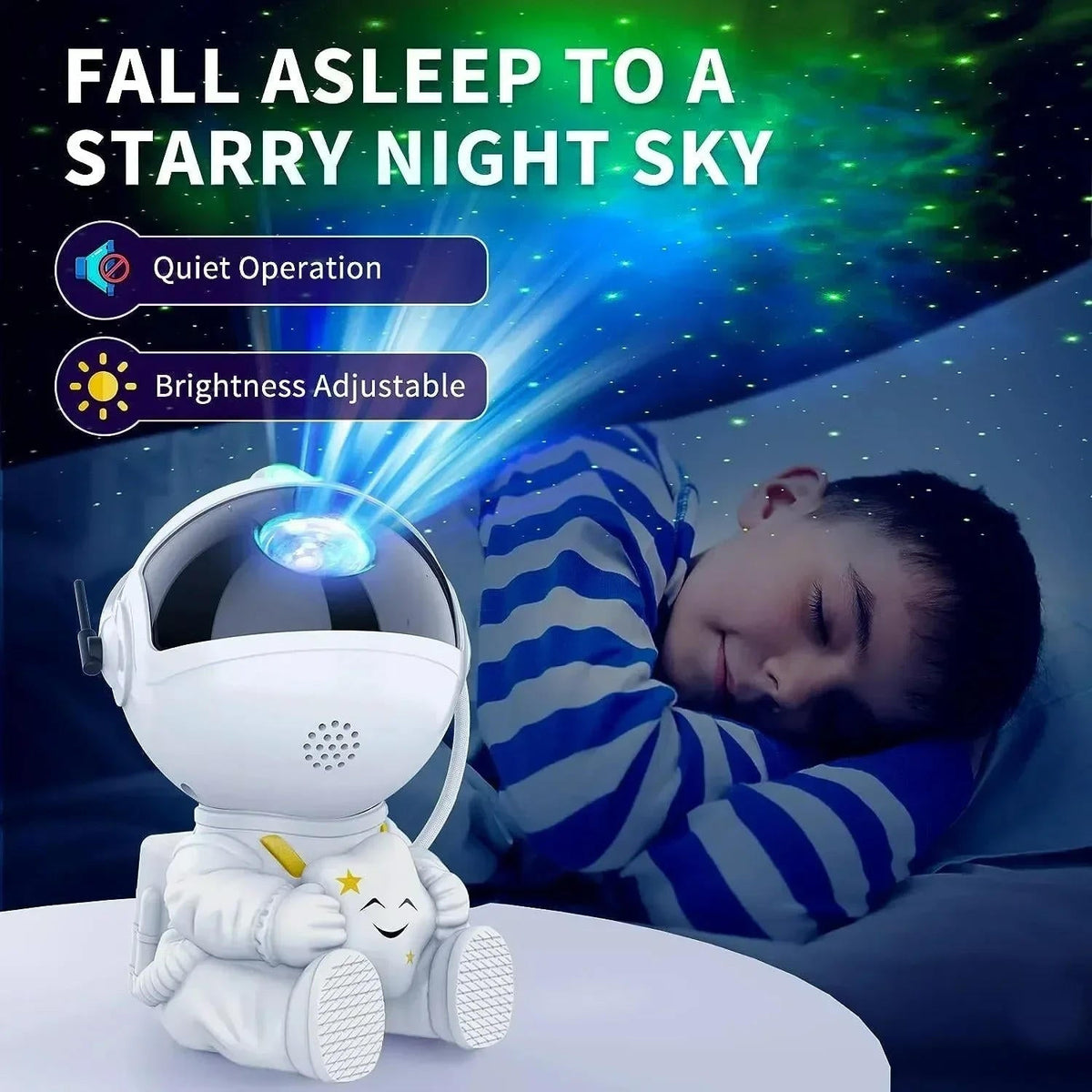 Belro Galaxy Light Projector displaying a starry night sky pattern on a wall, perfect for relaxing lighting.