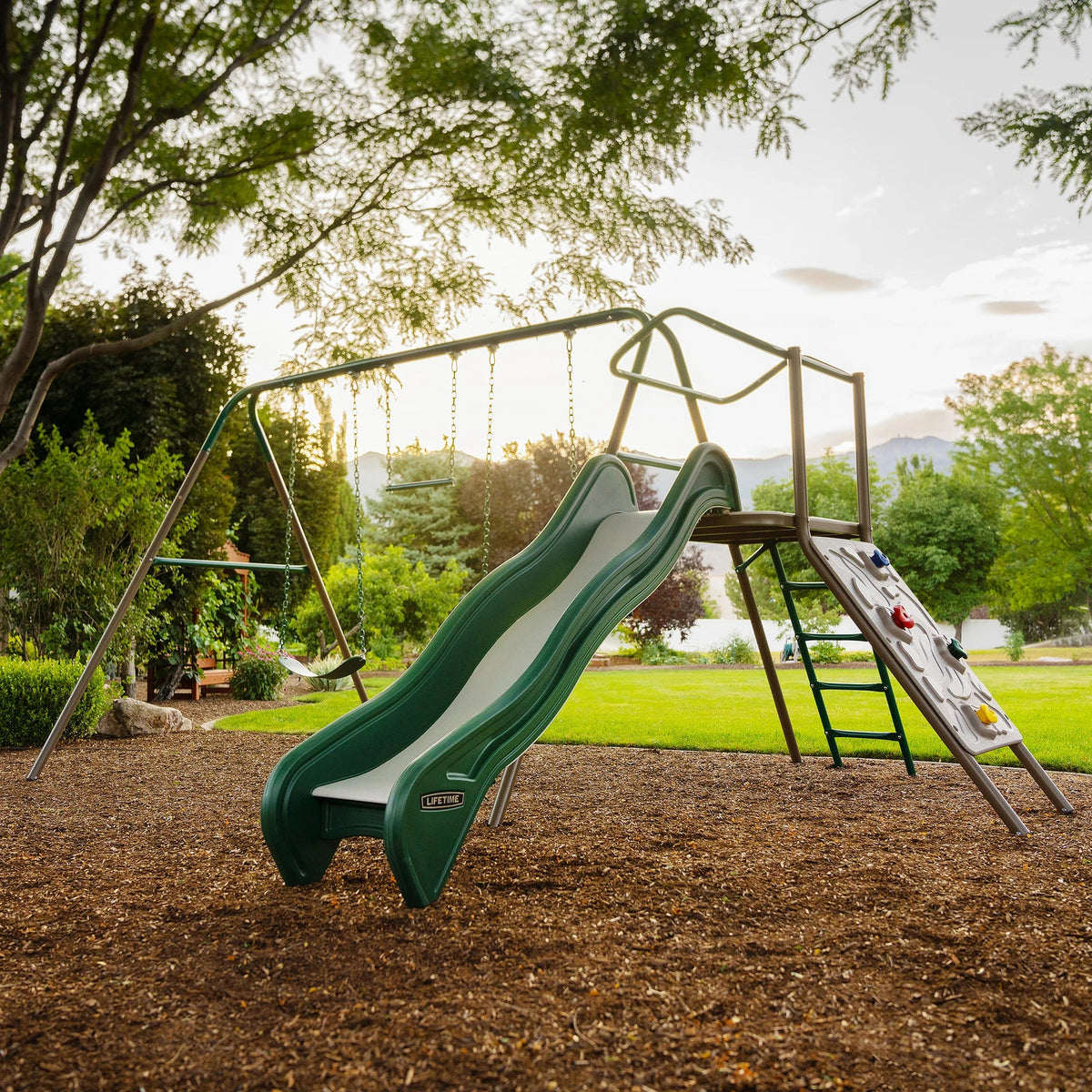 Casavibeo Lifetime Climb & Slide Playset with colorful slide, climbing ladder, and safety features for outdoor play.