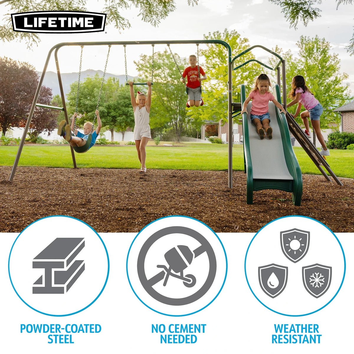 Casavibeo Lifetime Climb & Slide Playset featuring a slide, climbing frame, and colorful play areas for kids.