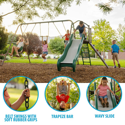 Casavibeo Lifetime Climb & Slide Playset with climbing ladder, slide, and swings for outdoor children's play area.