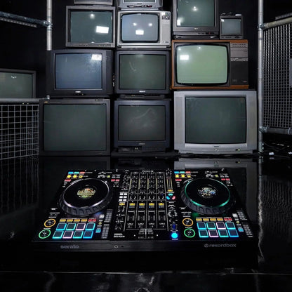 Casavibeo Pioneer DJ DDJ-FLX10 4-channel DJ controller with jog wheels, faders, and control knobs for professional mixing.