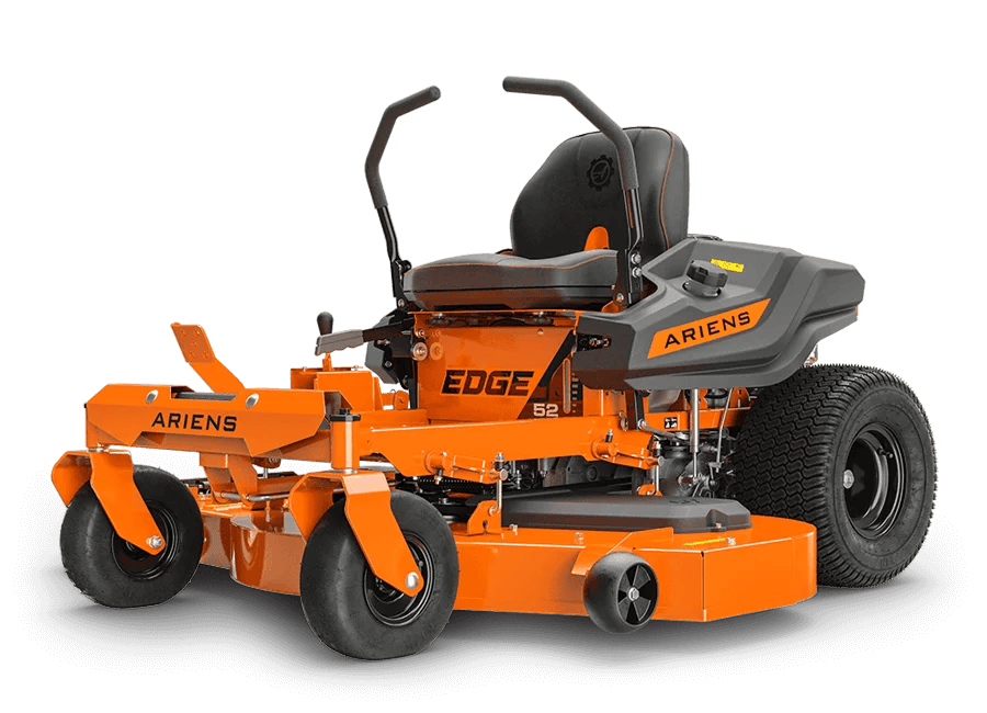 Ariens Edge zero turn riding mower model 915285 with 52-inch cutting deck, shown in a green outdoor lawn setting.
