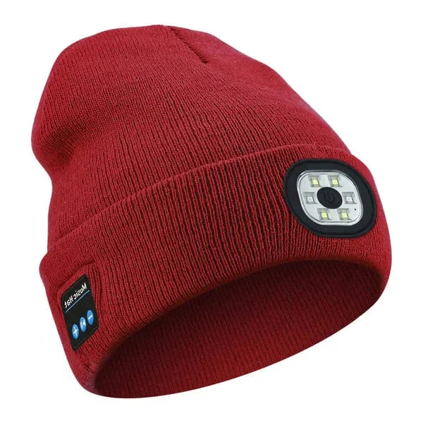 Belro 3-in-1 Bluetooth beanie with built-in flashlight and lighting tools, stylish and functional winter accessory with audio features.