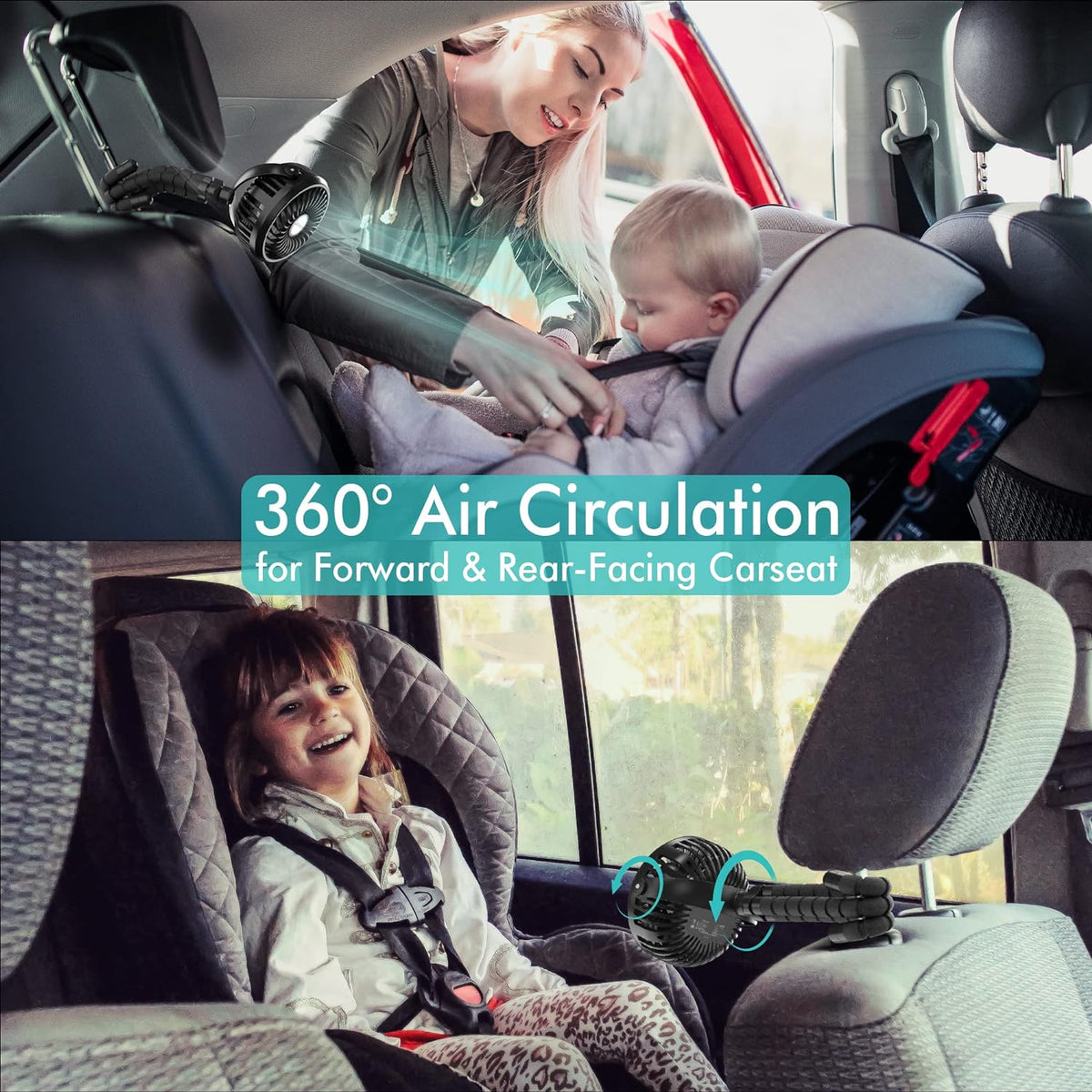 Belro portable stroller fan, compact and lightweight, with adjustable settings and a clip-on design for outdoor comfort.