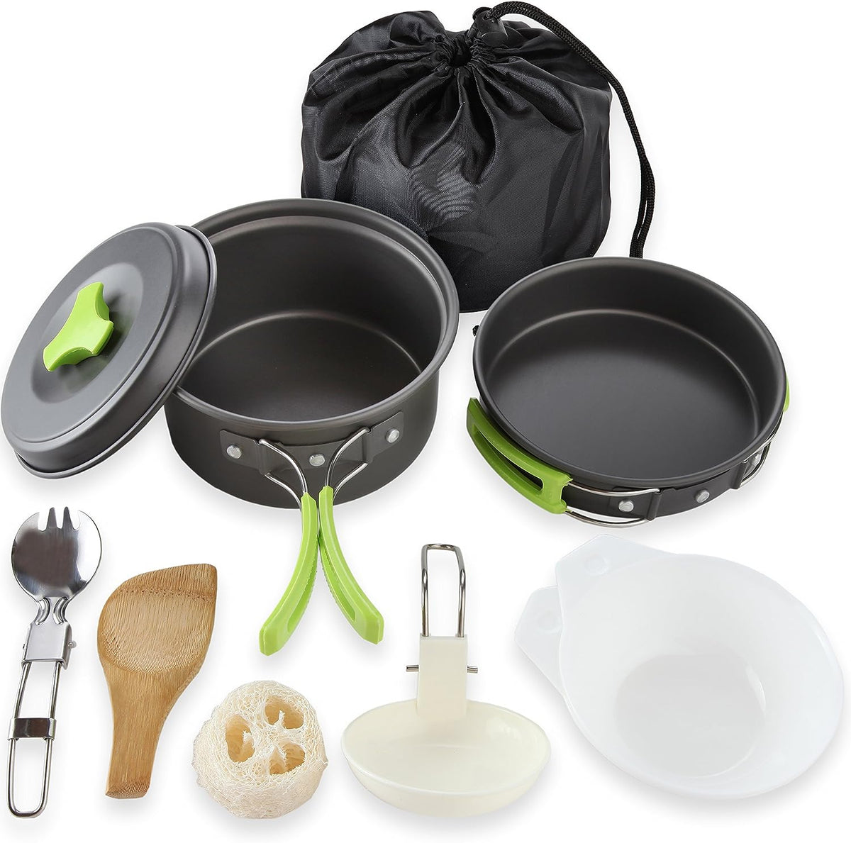 Belro camping cookware set with pots and pans for backpacking, ideal for outdoor kitchen and camping adventures.