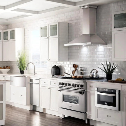 Casavibeo ZLINE 36-inch dual fuel range with stainless steel finish, featuring multiple burners and oven controls.