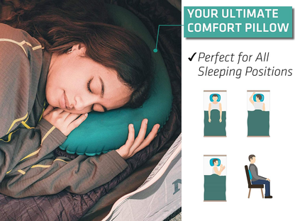 Belro backpacking and camping pillow designed for outdoor sleeping comfort, shown in a compact, portable form.