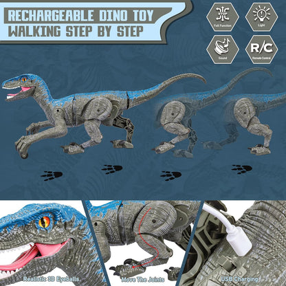 Belro remote control dinosaur toy with movable limbs and realistic features, perfect for kids' fun and imaginative play.