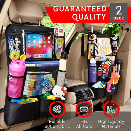 Belro 2-pack car backseat organizers with multiple pockets for sports and outdoor gear, keeping your vehicle tidy and organized.