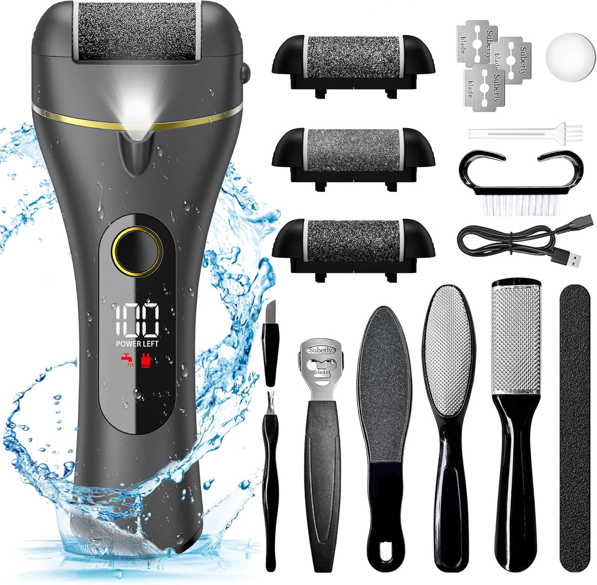 Belro electric callus remover with a rechargeable handheld device for smooth, soft feet in health and beauty skin care routine