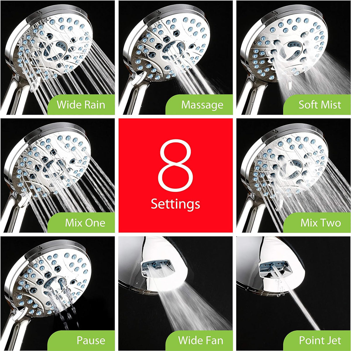 Belro adjustable handheld shower head with hose, stainless steel finish, and flexible water spray, ideal for bathroom use.