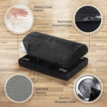 Belro Under Desk Foot Cushion Rest for ergonomic support, padded footrest designed for comfort and back support while seated.