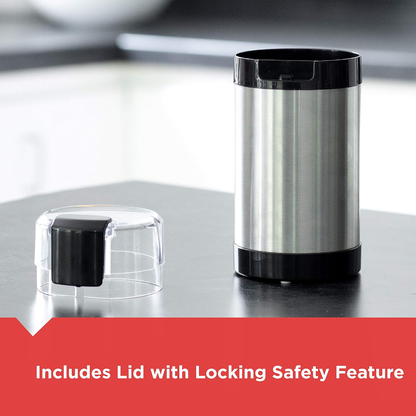 Belro electric coffee grinder with stainless steel burrs for fresh grinding of coffee beans in a sleek kitchen appliance.