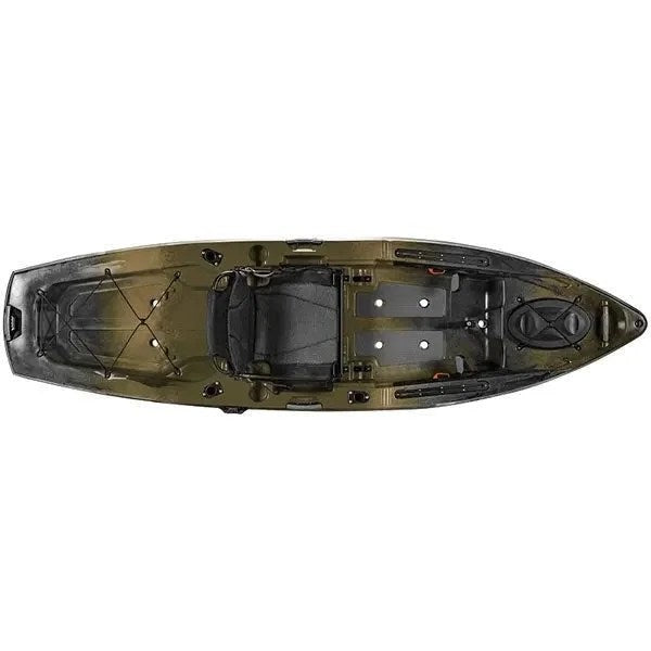 Casavibeo BKC PK13 13-foot pedal drive fishing kayak with seat, paddles, and storage compartments on calm water.