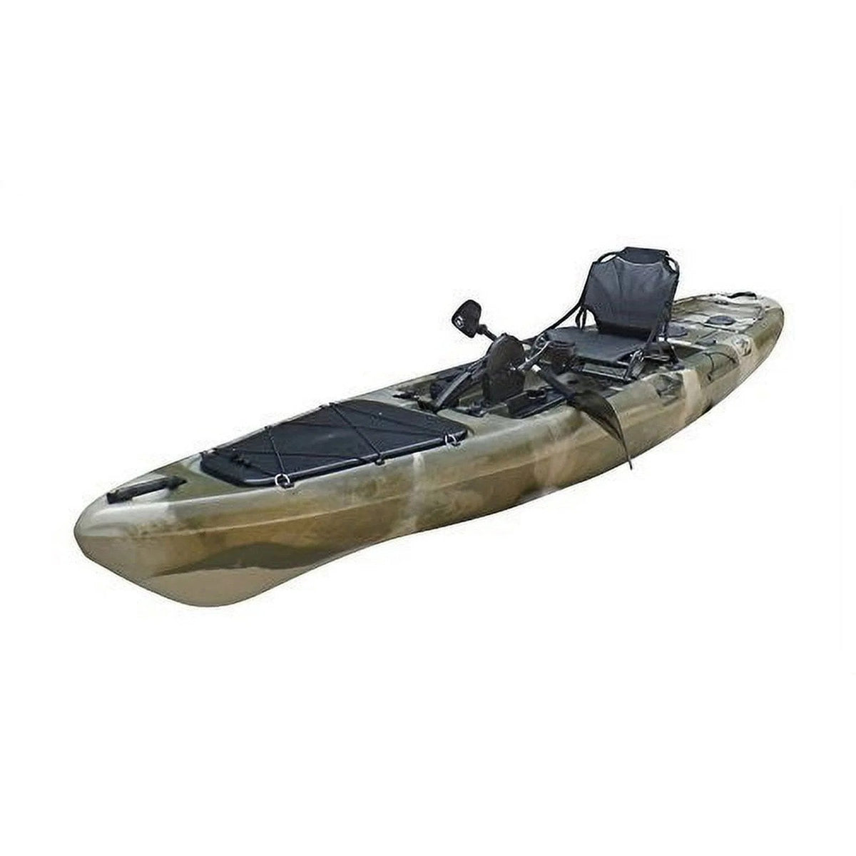 Casavibeo BKC PK13 13-foot pedal drive fishing kayak with seat and paddle, designed for outdoor fishing adventures.
