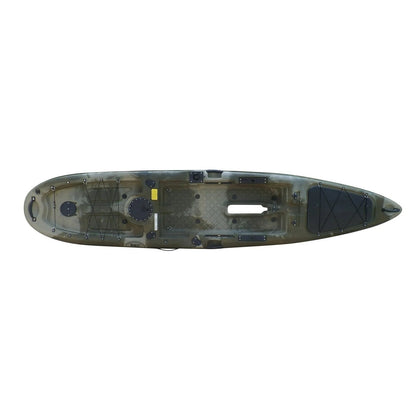 Casavibeo BKC PK13 13-foot pedal drive fishing kayak with seat, paddle, and storage compartments, ready for outdoor fishing adventures.