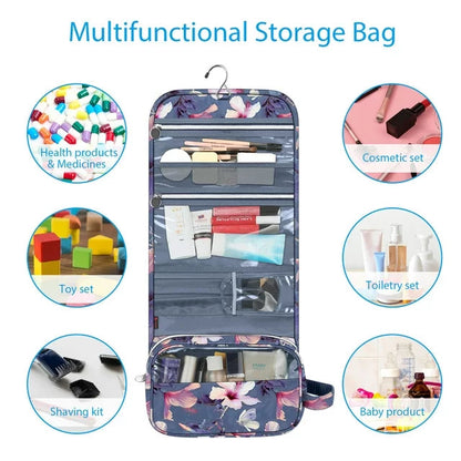 Belro hanging makeup organizer pouch with multiple compartments, ideal for travel and storage of cosmetics and beauty essentials.