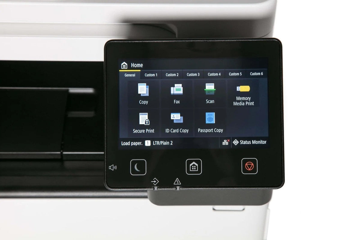 Canon imageCLASS MF753Cdw wireless color laser printer with a paper tray and control panel, suitable for home or office use.
