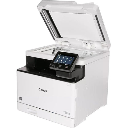 Canon imageCLASS MF753Cdw wireless color laser printer with touchscreen control panel and multiple paper trays.