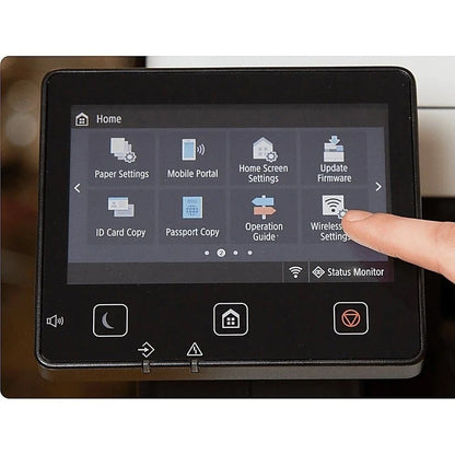 Canon imageCLASS MF753Cdw wireless color laser printer with paper tray and control panel, ideal for office use