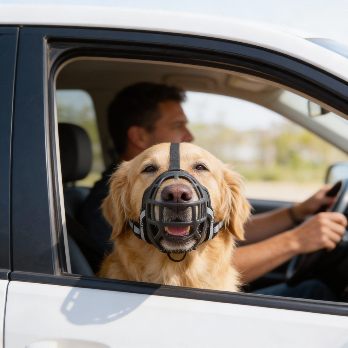 Adjustable BowLift Dog Muzzle made of breathable material, ensuring safety and anti-bite protection for dogs.