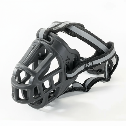 Adjustable BowLift Dog Muzzle with breathable material and anti-bite safety features, designed to ensure secure fit and comfort.