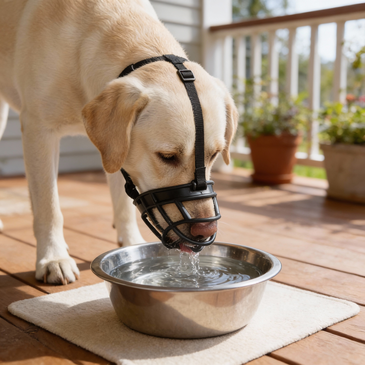 BowLift Dog Muzzle, adjustable and breathable safety muzzle for dogs, featuring anti-bite design for secure restraint.