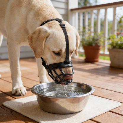 BowLift Dog Muzzle, adjustable and breathable safety muzzle for dogs, featuring anti-bite design for secure restraint.