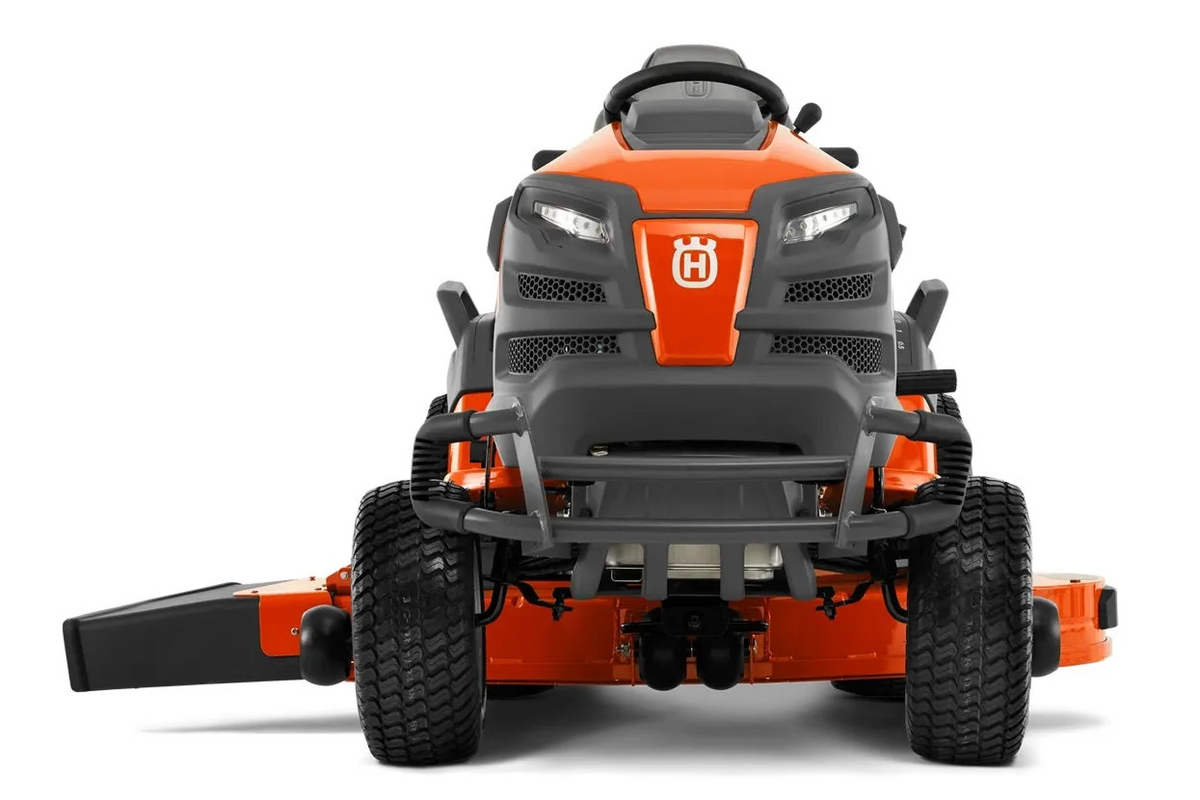 Husqvarna TS 354XD riding lawn mower with Casavibeo branding, featuring a large cutting deck and ergonomic seat for lawn care.