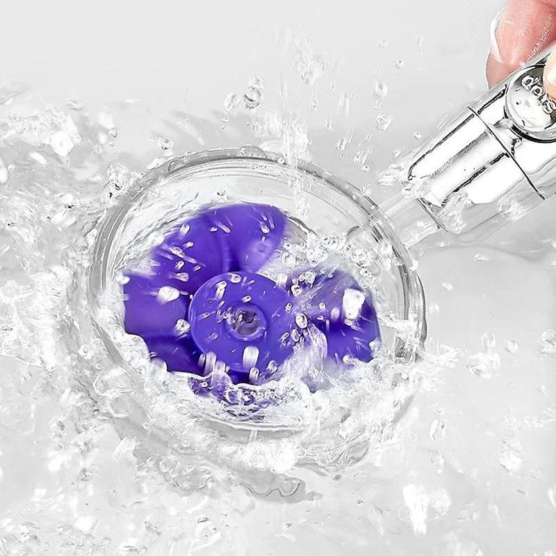 Belro 360° rotatable power shower head showing adjustable spray settings and sleek chrome finish