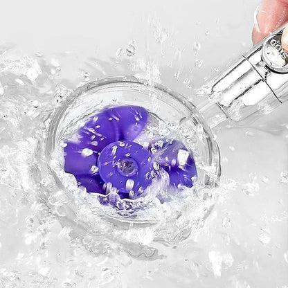 Belro 360° rotatable power shower head showing adjustable spray settings and sleek chrome finish