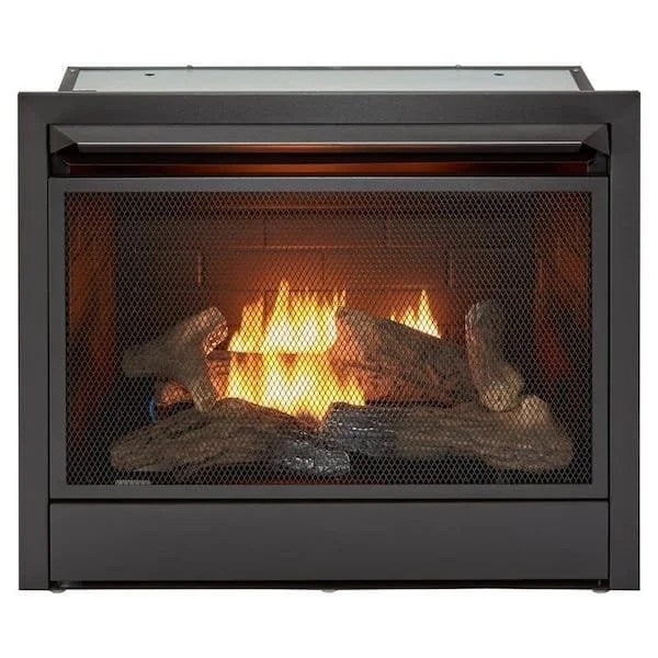 Casavibeo Duluth Forge dual fuel ventless gas fireplace insert with realistic flame display and modern design.