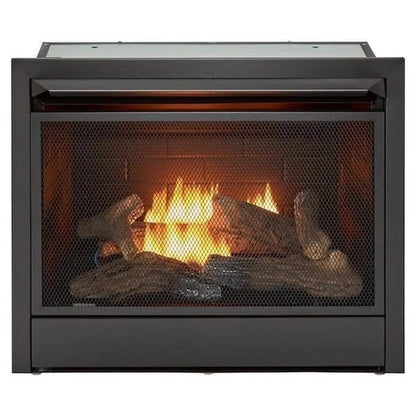 Casavibeo Duluth Forge dual fuel ventless gas fireplace insert with realistic flame display and modern design.