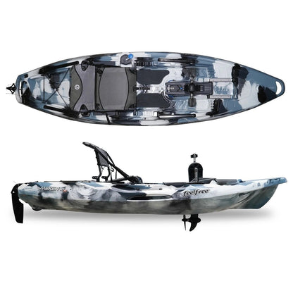 Casavibeo Feelfree Moken 10 PDL fishing kayak with seat and paddle, designed for stability and durability on the water.
