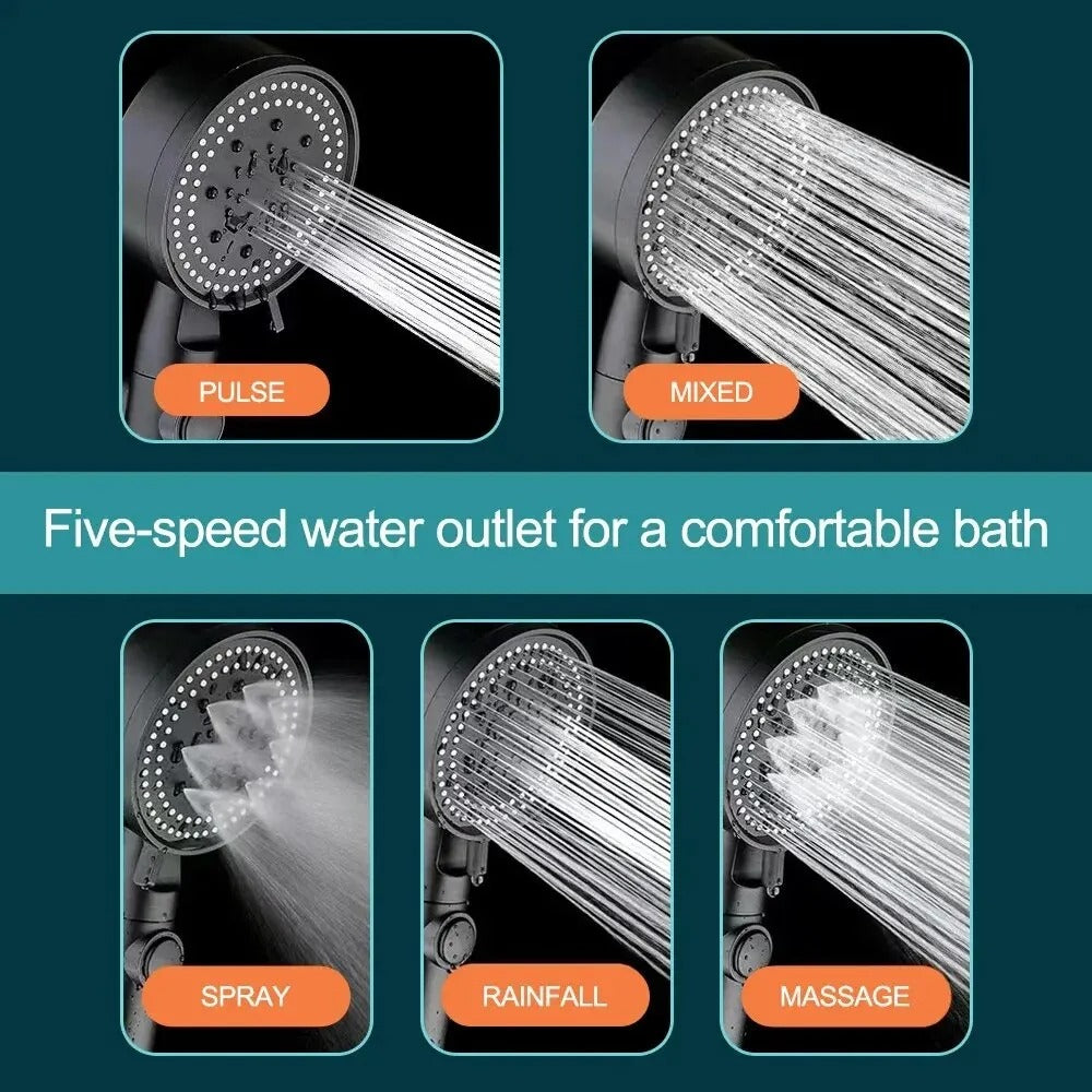 Belro high pressure shower head with hose, chrome finish, adjustable spray settings, and durable hardware for powerful water flow.
