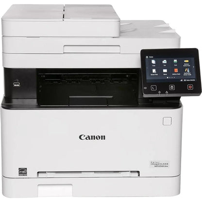 Canon Imageclass Mf656cdw color laser printer with paper tray and control panel, designed for home or office use.