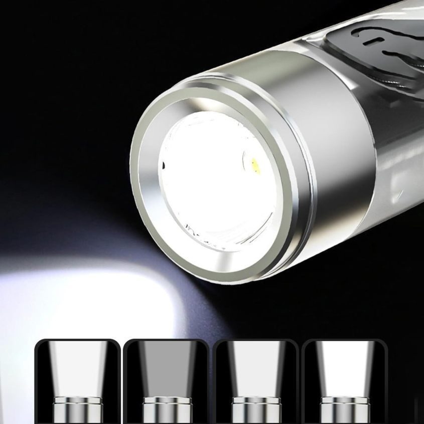 Belro rechargeable keychain flashlight showing compact design with LED light and keyring attachment for portable illumination.
