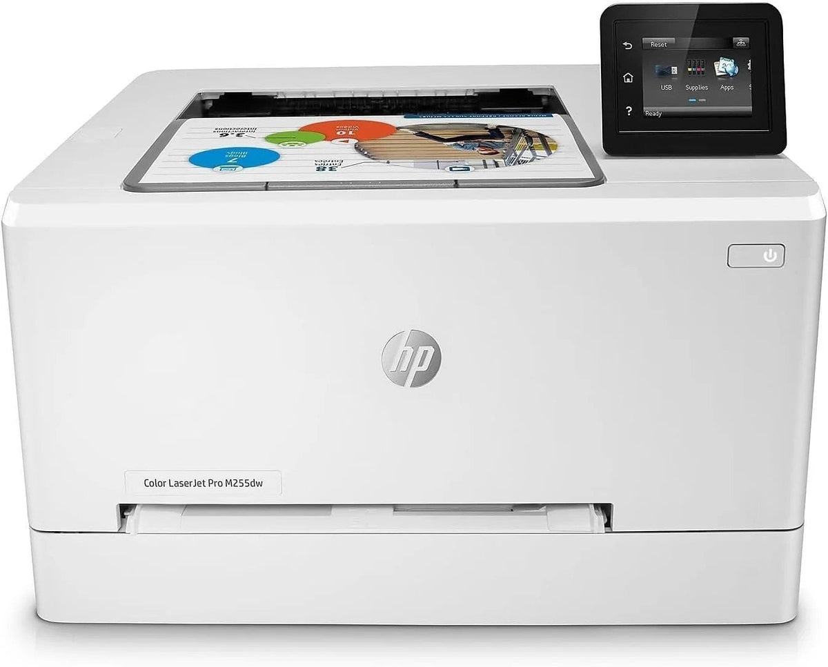 Wireless HP Color LaserJet Pro M255dw printer with Casavibeo branding, showing the front view and control panel.