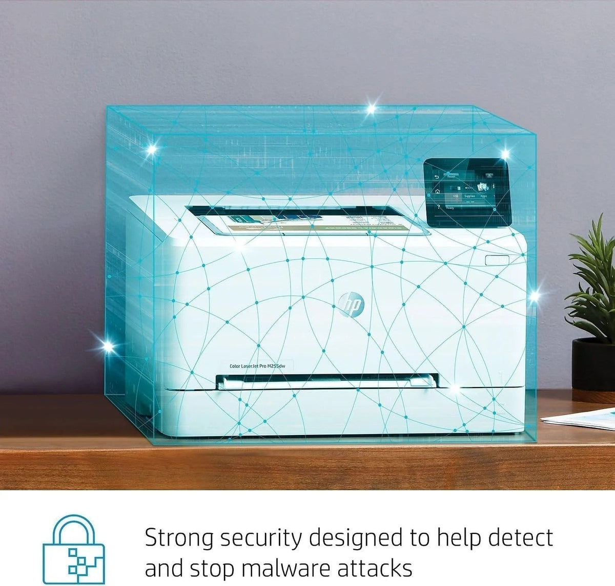 Casavibeo HP Color LaserJet Pro M255dw wireless laser printer with paper tray and control panel, ready for office use.