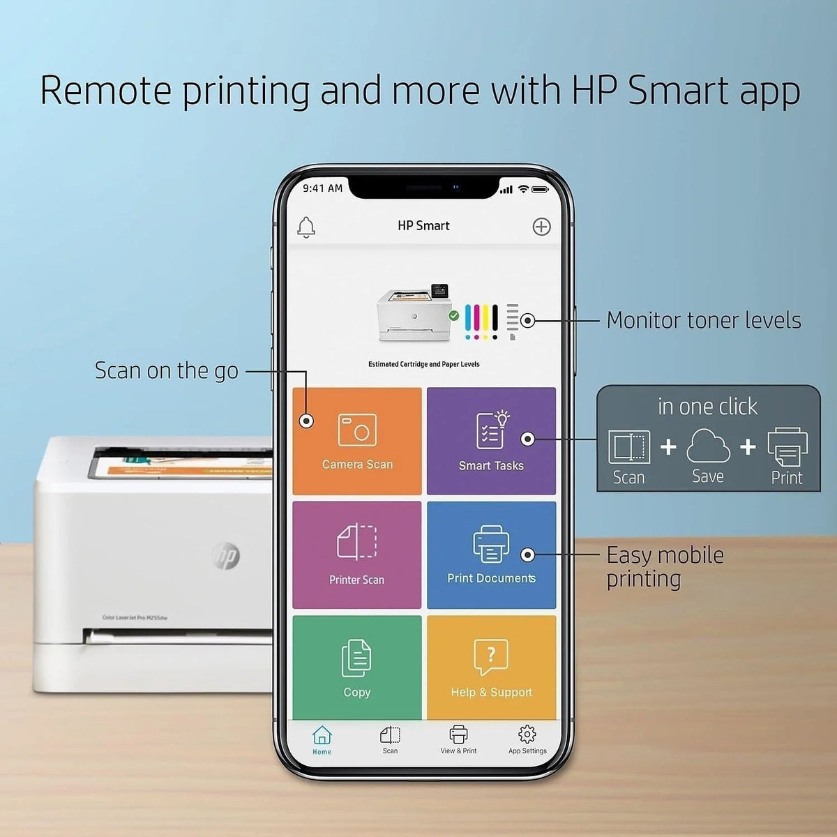 Casavibeo HP Color LaserJet Pro M255dw wireless laser printer with color printing and modern design.