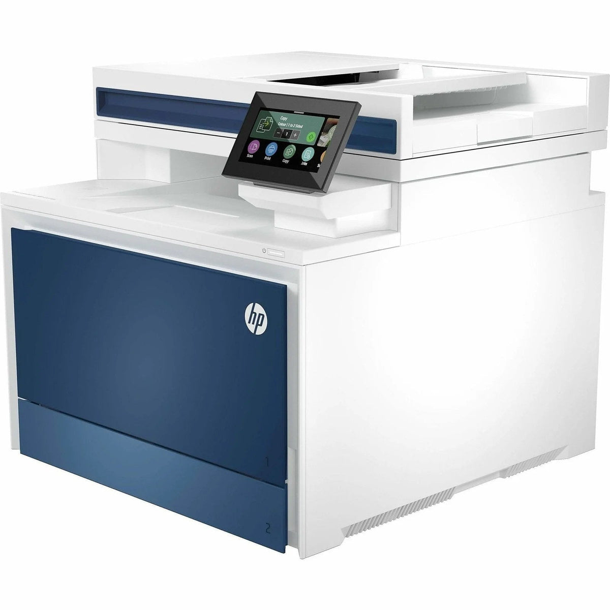 Casavibeo HP Color LaserJet Pro MFP 4303fd printer with paper tray and control panel, shown in a workspace setting.