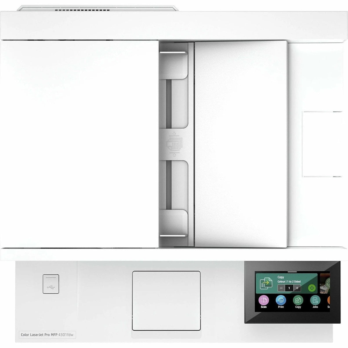 Casavibeo HP Color LaserJet Pro MFP 4303fd printer with paper output tray and control panel visible in the image.
