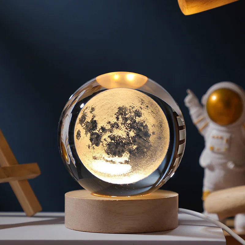 Belro Crystal Ball Galaxy Projector illuminating a dark room with star and galaxy light effects, perfect for night lighting.