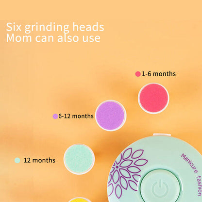 Belro baby nail trimmer with six grinding heads, compact and safe for gentle baby and kids' nail grooming.