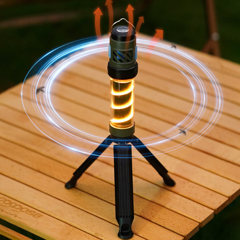 Belro rechargeable outdoor mosquito repellent lamp glowing with light, designed as a lantern for outdoor use.