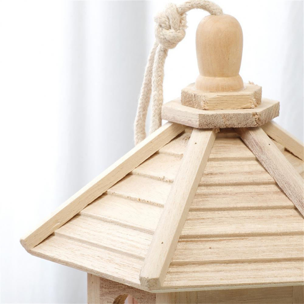 Belro wooden transparent bird feeder for home and garden, showcasing a clear design and natural wood finish for attracting birds.