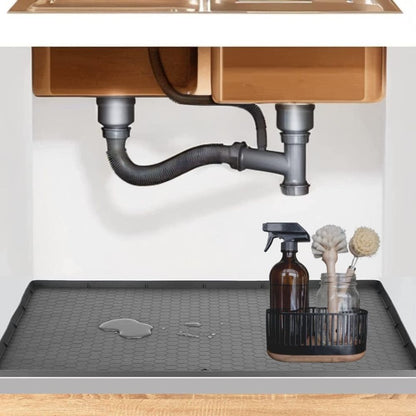 Belro large silicone under kitchen sink mat with protective liner, waterproof and durable for kitchen organization.