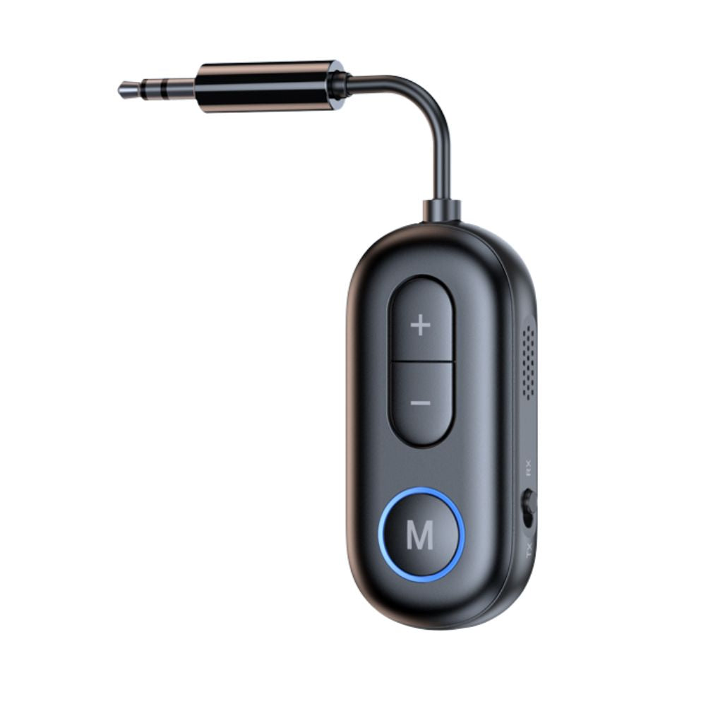 Belro wireless Bluetooth 5.4 audio transmitter and receiver with microphone, compact airplane adapter for electronic audio devices.