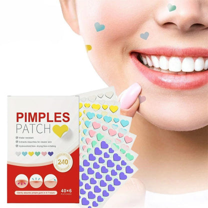 Colorful pimple patches by Belro, 240 pcs, designed for men, displayed on a neutral background in a clear, organized arrangement.